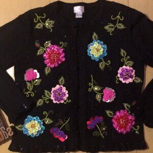 BEREK EMBELLISHED FLORAL SWEATER - NWOT - FREE SHIPPING!